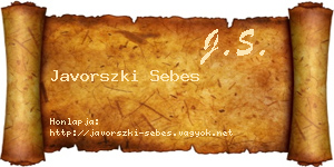 Javorszki Sebes névjegykártya